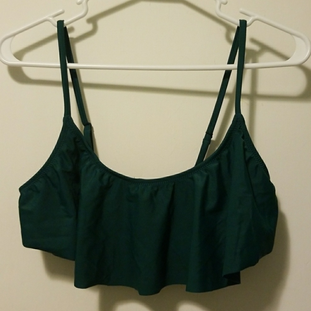 New Hunter Green Ruffle Swimsuit Top